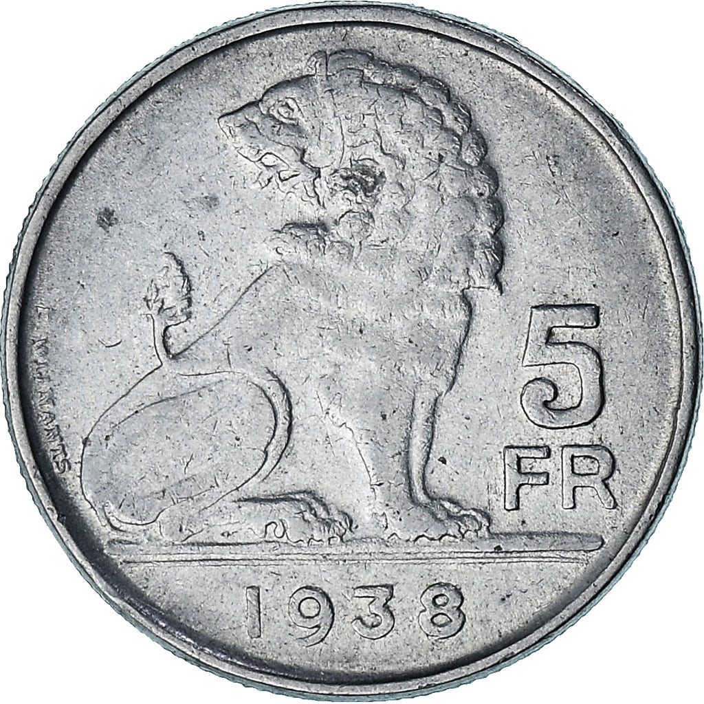 Belgien, 5 Francs, 5 Frank, 1938, Nickel, SS, KM:116.1