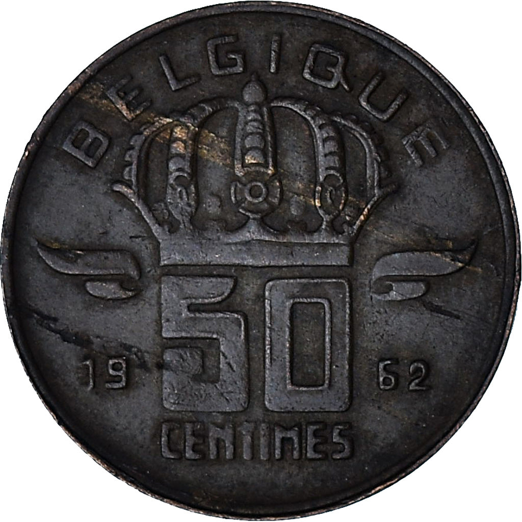 België, Baudouin I, 50 Centimes, 1962, Bronzen, ZF, KM:148.1
