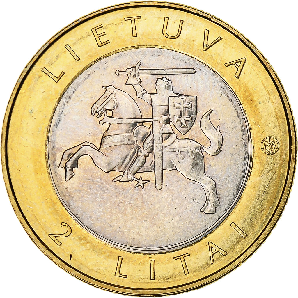 Lituânia, 2 Litai, 2013, Puntukas, Bimetálico, MS(63), KM:112