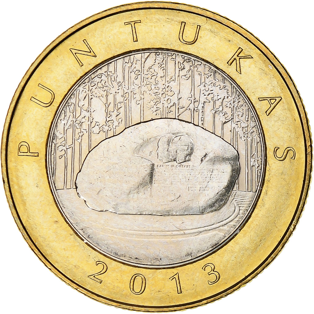 Lituânia, 2 Litai, 2013, Puntukas, Bimetálico, MS(63), KM:112
