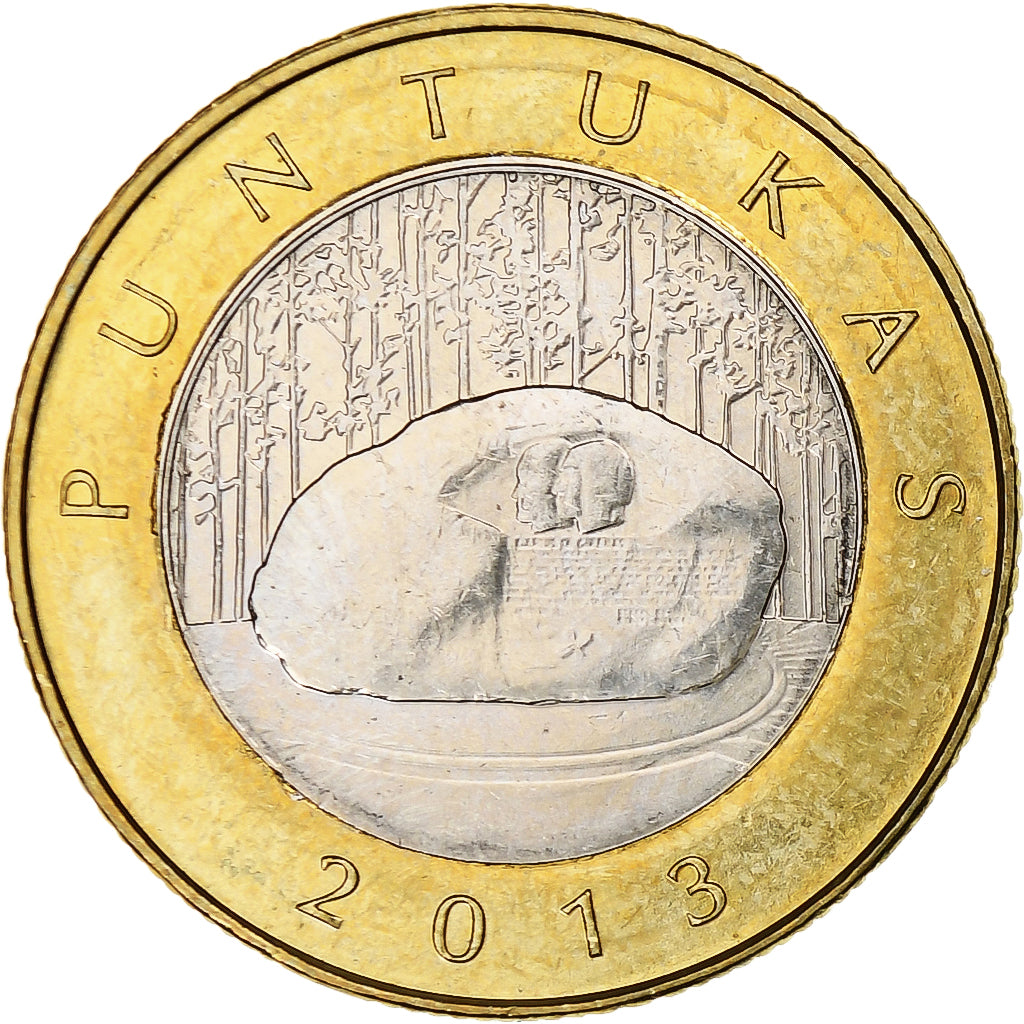 Lithuania, 2 Litai, 2013, Puntukas, Bi-Metallic, AU(55-58), KM:112