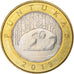 Lithuania, 2 Litai, 2013, Puntukas, Bi-Metallic, AU(55-58), KM:112