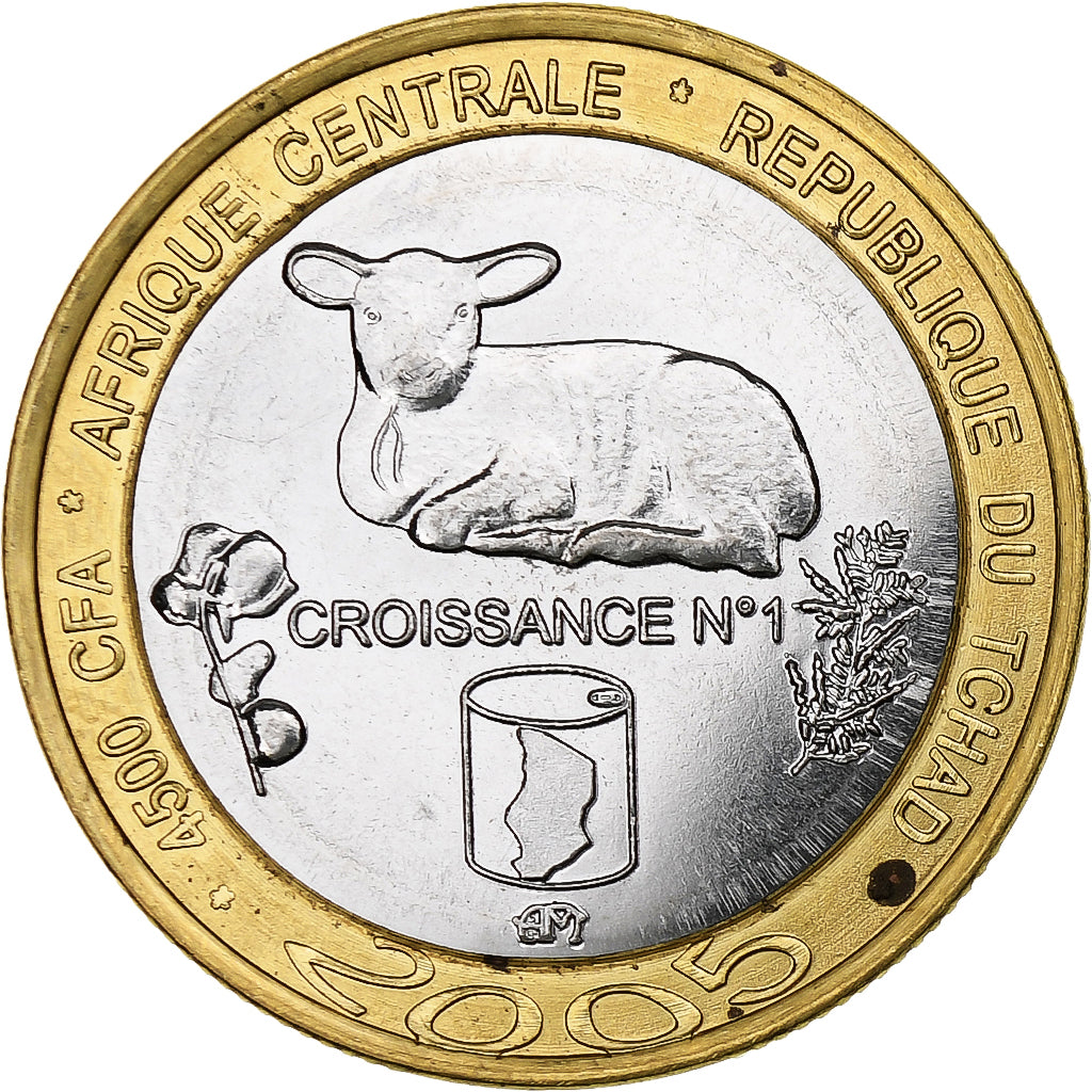 Chad, 4500 CFA Francs-3 Africa, 2005, Bi-Metallic, MS(63)