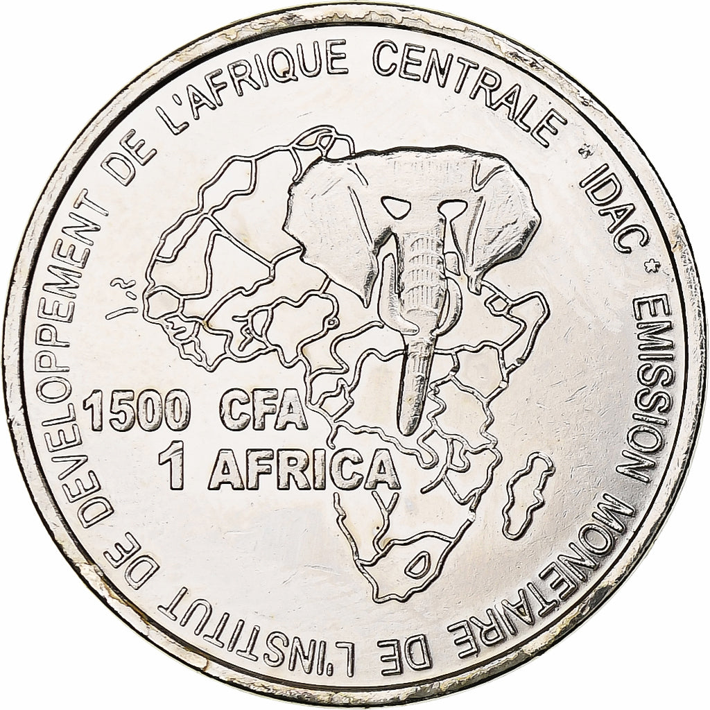 Chad, 1500 CFA Francs-1 Africa, 2005, Nickel Plated Iron, MS(63), KM:19
