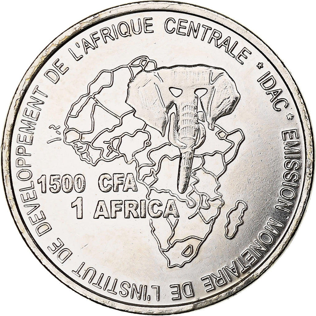 Chad, 1500 CFA Francs-1 Africa, 2005, Nickel Plated Iron, MS(63), KM:19