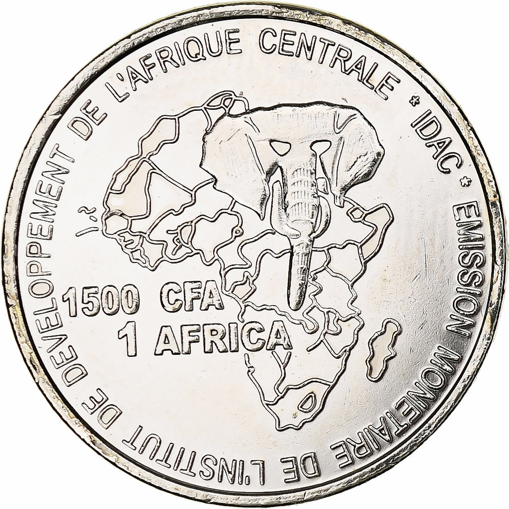 Chad, 1500 CFA Francs-1 Africa, 2005, Nickel Plated Iron, MS(63), KM:19