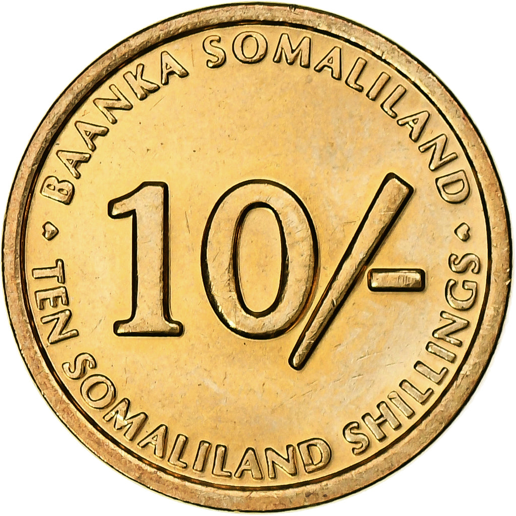 Somaliland, 10 Shillings, 2002, Laiton, SPL, KM:3