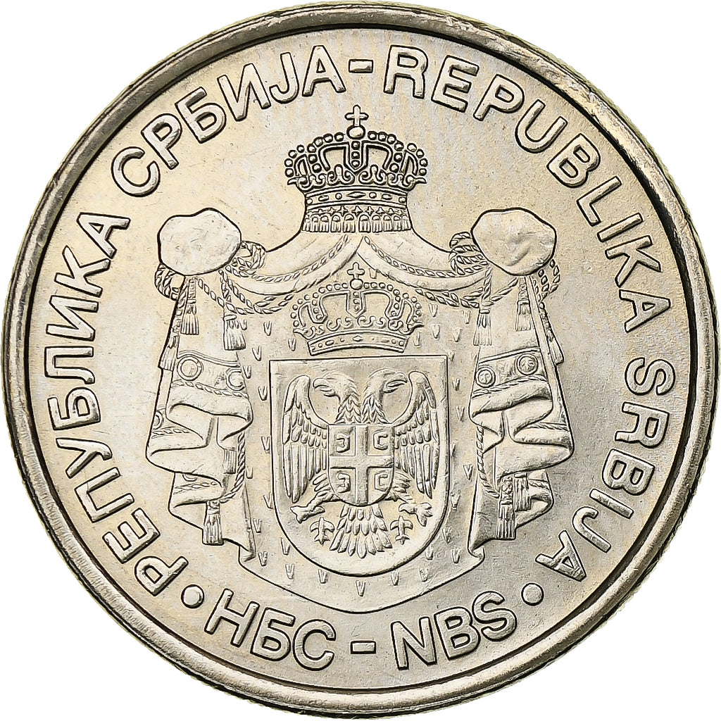 Serbia, 10 Dinara, 2007, Copper-Nickel-Zinc, MS(63), KM:41