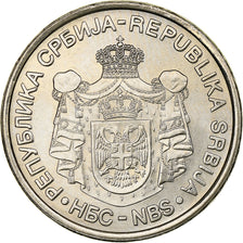 Serbia, 10 Dinara, 2007, Copper-Nickel-Zinc, MS(63), KM:41