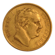 SERBIA, 10 Dinara, 1882, Vienne, KM #16, EF(40-45), Gold, 3.24