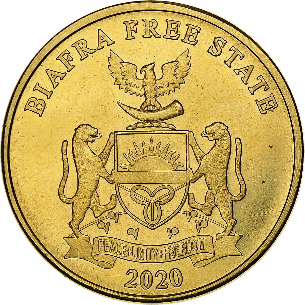 Biafra, 10 Shillings, Lion, 2020, Brass, MS(63)