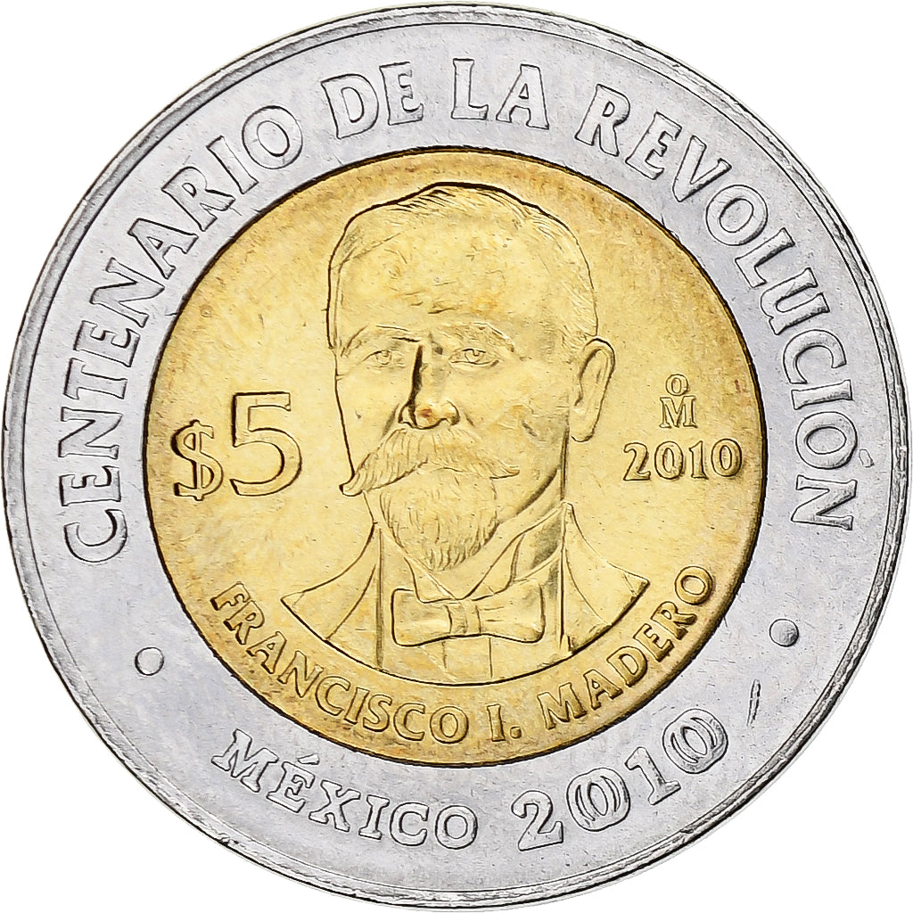 Mexico, 5 Pesos, Centenaire de la Révolution, 2010, Mexico City, Bi-Metallic