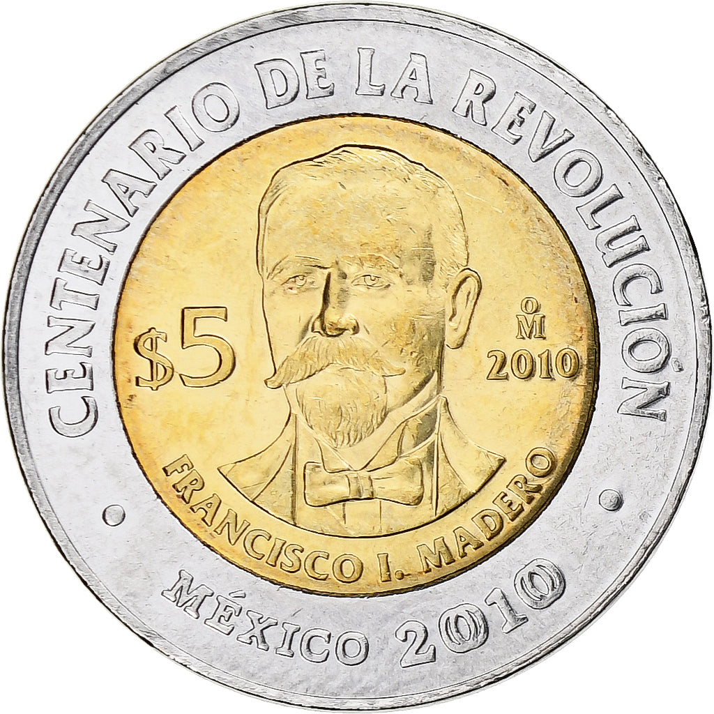 Mexico, 5 Pesos, Centenaire de la Révolution, 2010, Mexico City, Bi-Metallic
