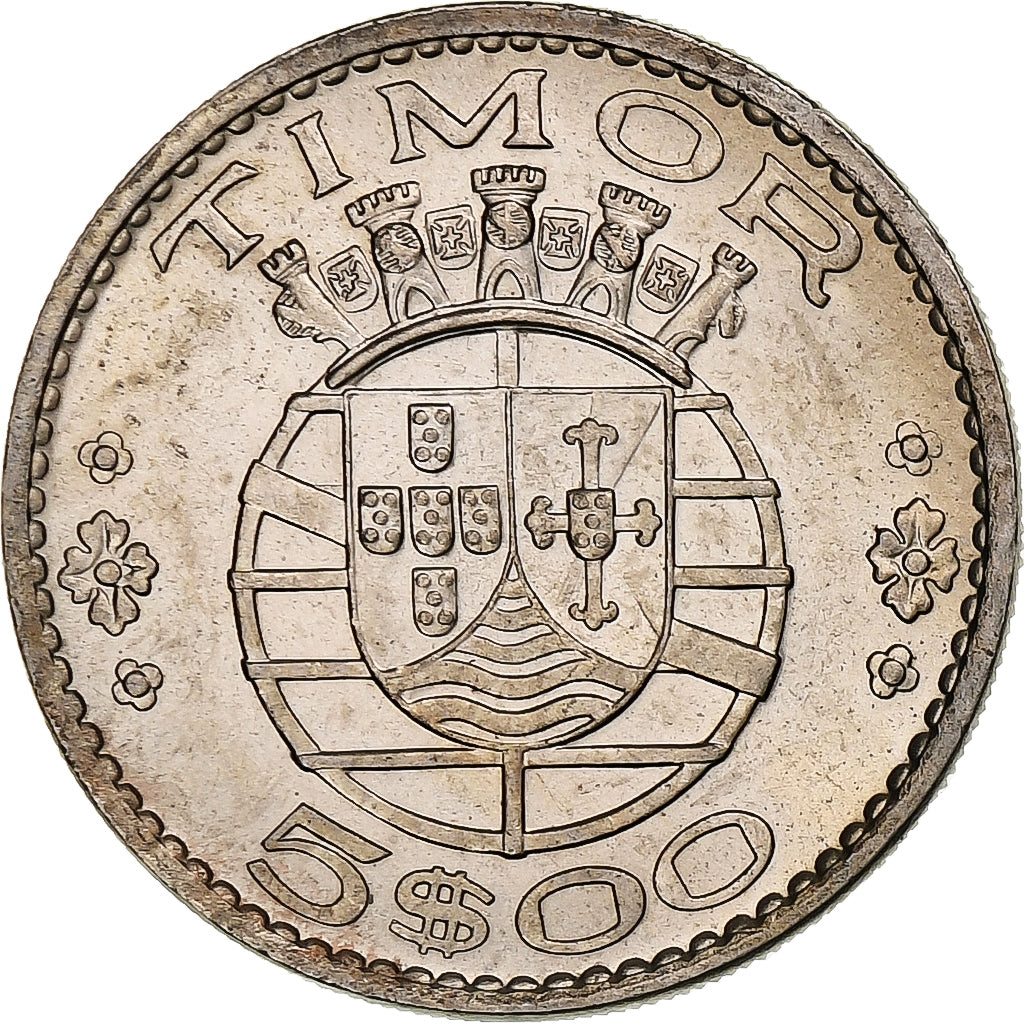 Timor, 5 Escudos, 1970, Lisbon, Cupro-nikkel, PR, KM:21