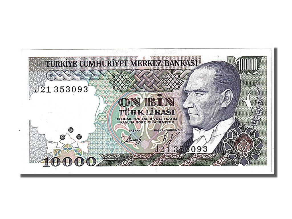 Turkey, 10,000 Lira, 1970, KM #199, UNC(65-70), J