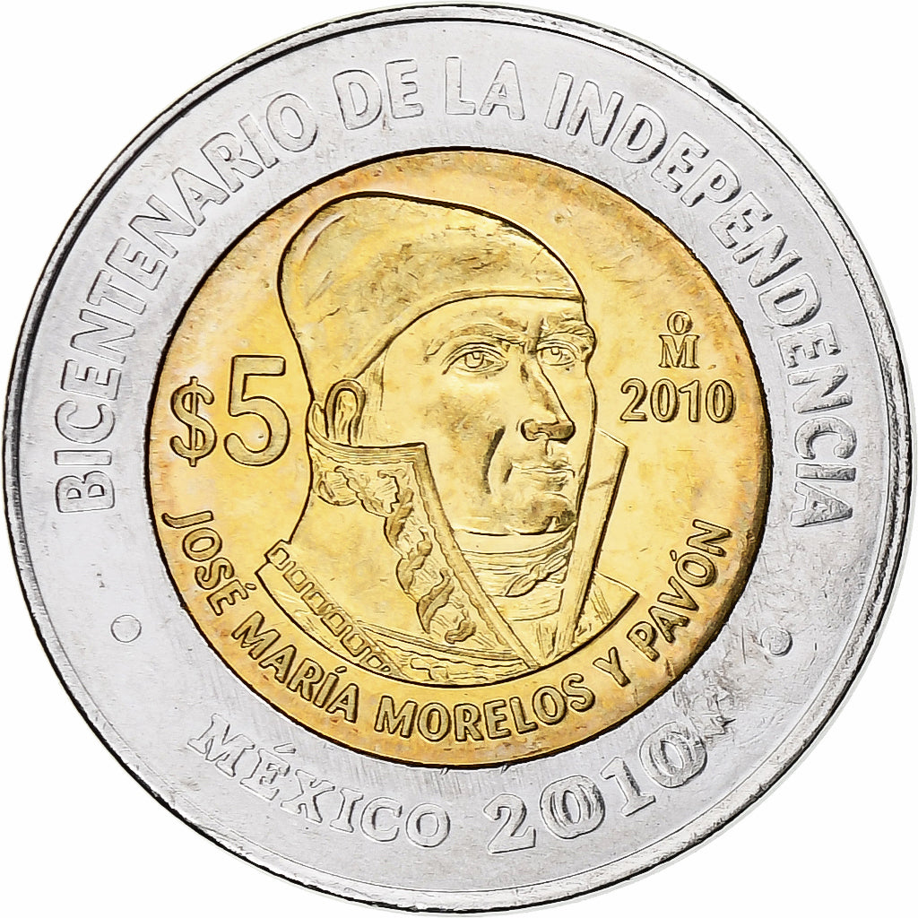 Mexique, 5 Pesos, Jose Maria Morelos, 2010, Mexico City, Bimétallique, SPL