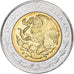 México, 5 Pesos, Jose Maria Morelos, 2010, Mexico City, Bimetálico, SC, KM:923