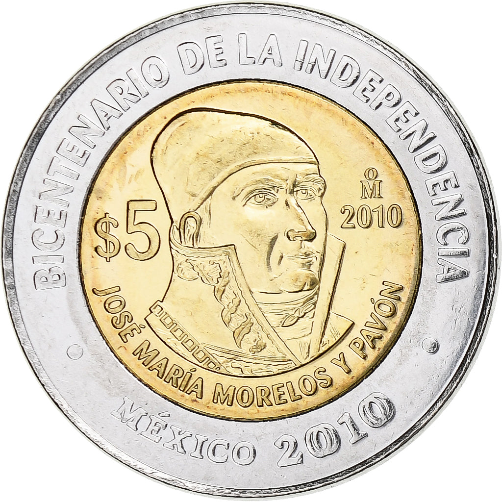 Mexico, 5 Pesos, Jose Maria Morelos, 2010, Mexico City, Bi-Metallic, MS(63)