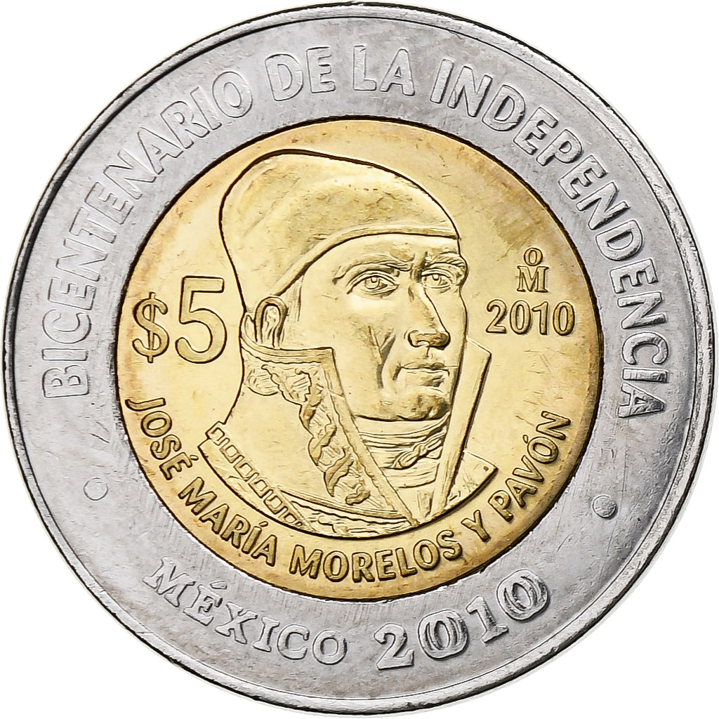 Mexique, 5 Pesos, Jose Maria Morelos, 2010, Mexico City, Bimétallique, SPL