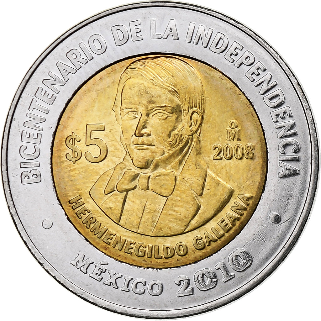 Mexico, 5 Pesos, Hermenegildo Galeana, 2008, Mexico City, Bi-Metallic, MS(63)