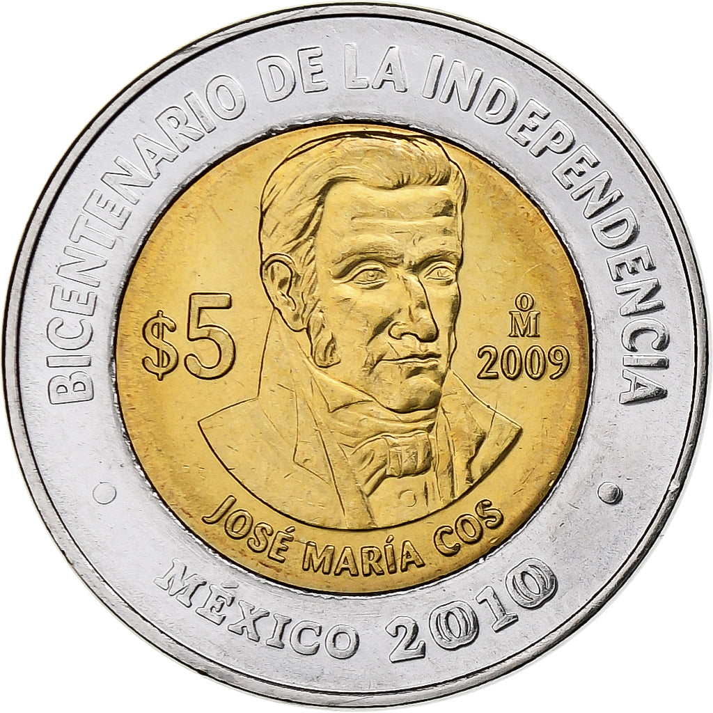 Mexique, 5 Pesos, Jose Maria Cos, 2009, Mexico City, Bimétallique, SPL, KM:908