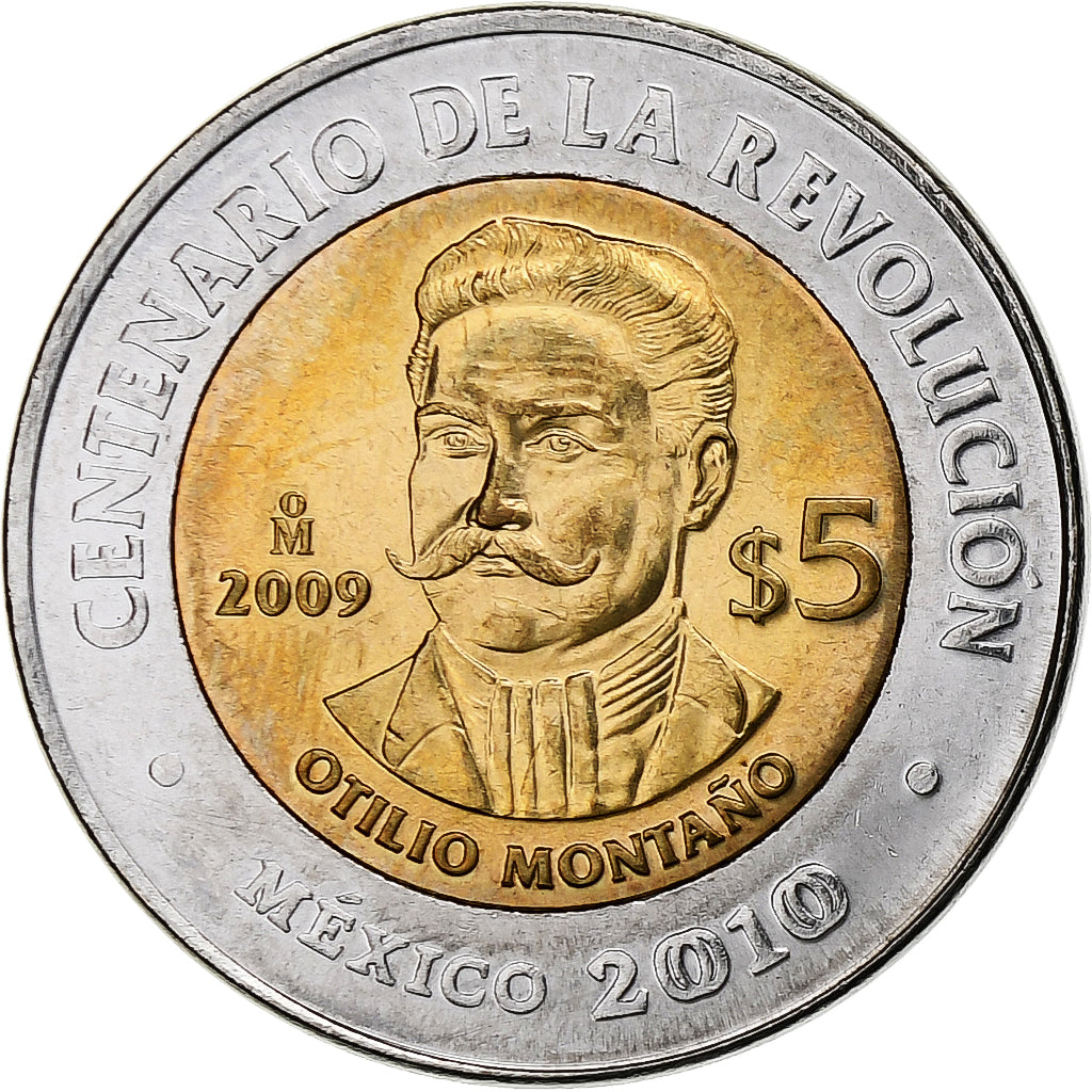 Mexiko, 5 Pesos, Otilio Montano, 2009, Mexico City, Bi-Metallic, UNZ, KM:917
