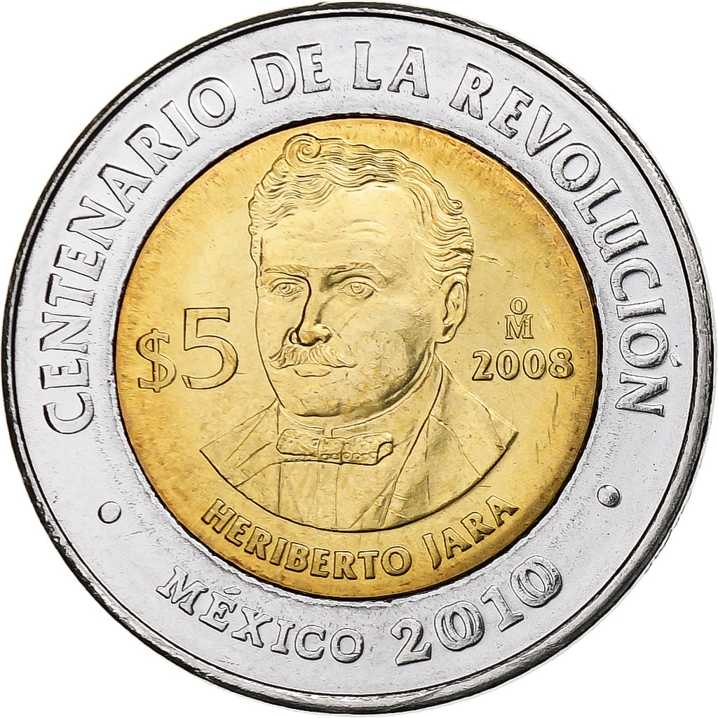 Mexique, 5 Pesos, Heriberto Jara, 2008, Mexico City, Bimétallique, SPL, KM:901