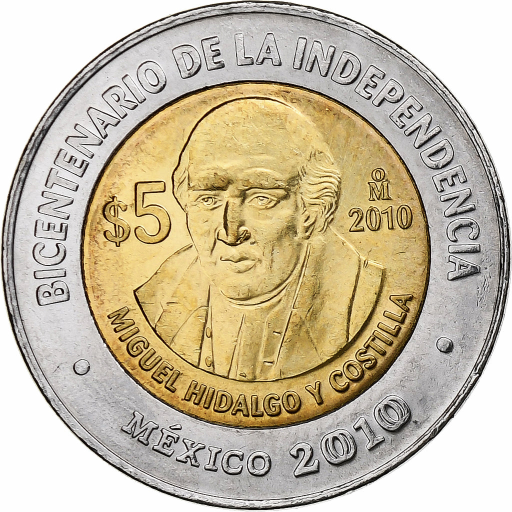 Mexique, 5 Pesos, Miguel Hidalgo y Costilla, 2010, Mexico City, Bimétallique