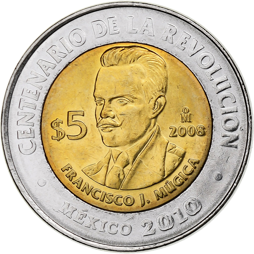 Mexico, 5 Pesos, Francisco J. Mugica, 2008, Mexico City, Bi-Metallic, MS(63)