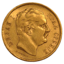 SERBIA, 10 Dinara, 1882, Vienne, KM #16, EF(40-45), Gold, 3.19