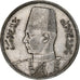 Egito, Farouk, 10 Piastres, 1939 / AH 1358, British Royal Mint, Prata