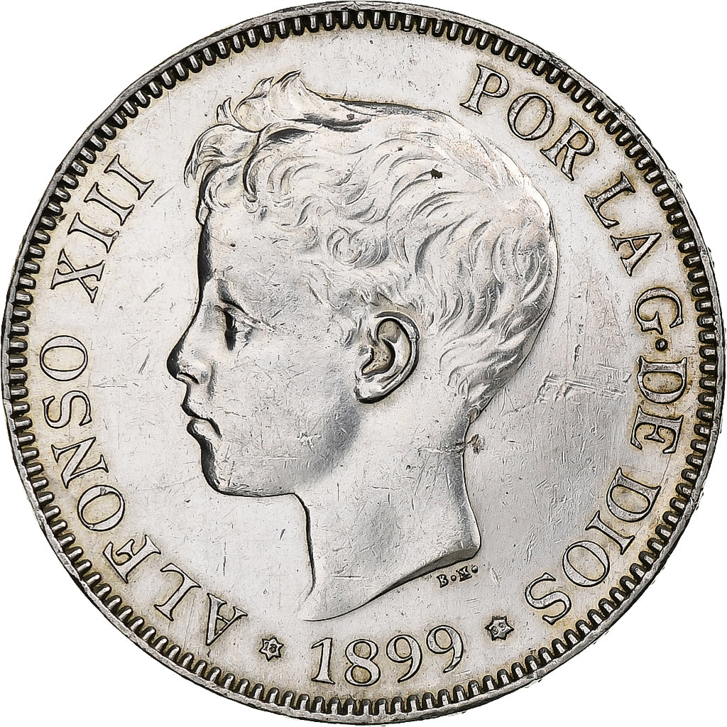 Espagne, Alfonso XIII, 5 Pesetas, 1899, Madrid, Argent, SUP, KM:707