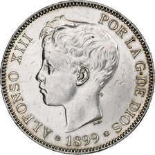Espagne, Alfonso XIII, 5 Pesetas, 1899, Madrid, Argent, SUP, KM:707