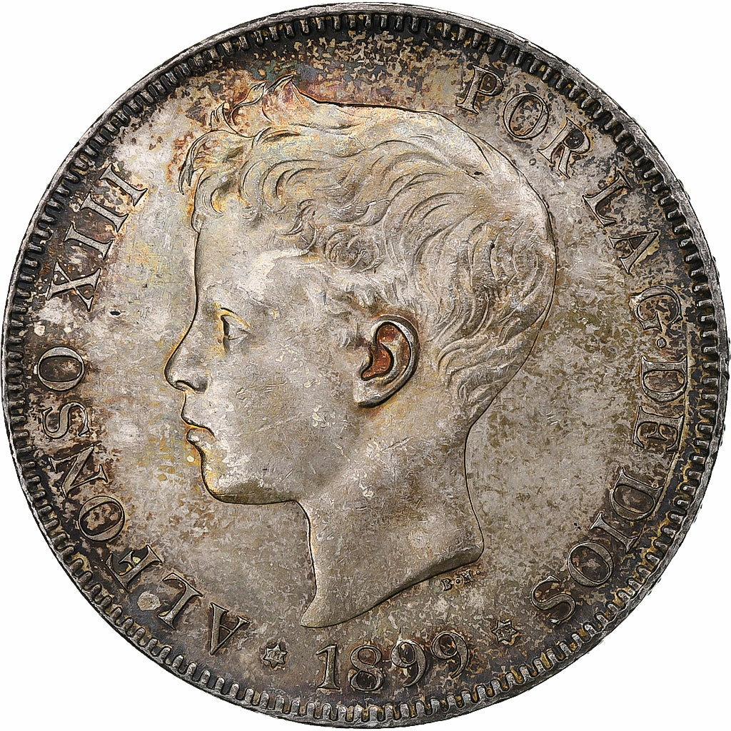 Spain, Alfonso XIII, 5 Pesetas, 1899, Madrid, Silver, AU(55-58), KM:707