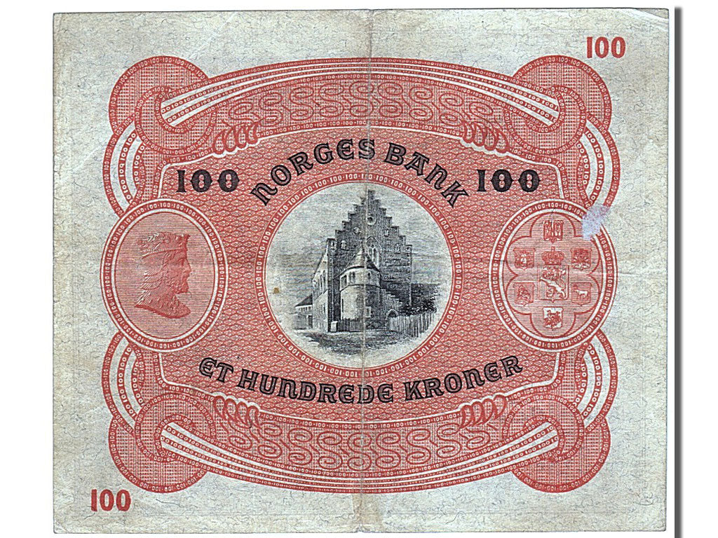Norway, 100 Kroner, 1936, KM #10c, AU(50-53), B
