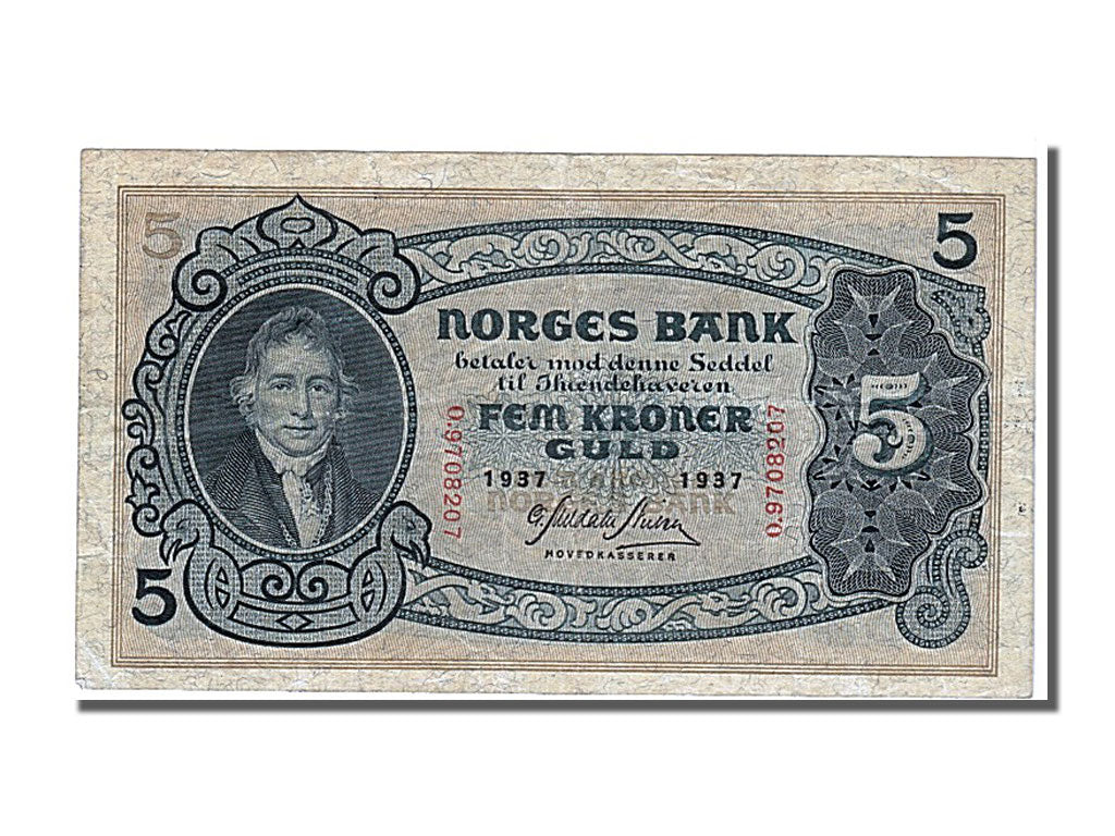 Norway, 5 Kroner, 1901, KM #7c, AU(50-53), O