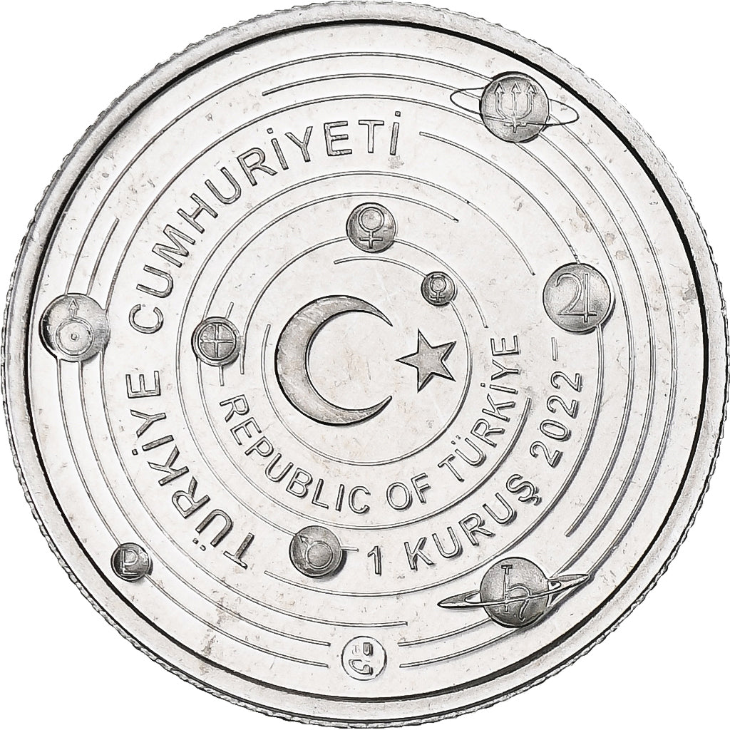 Turquia, Kurus, Sun, 2022, Istanbul, Alumínio, MS(63)