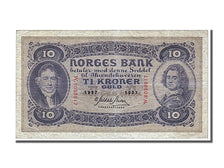 Norway, 10 Kroner, 1937, KM #8c, AU(50-53), W