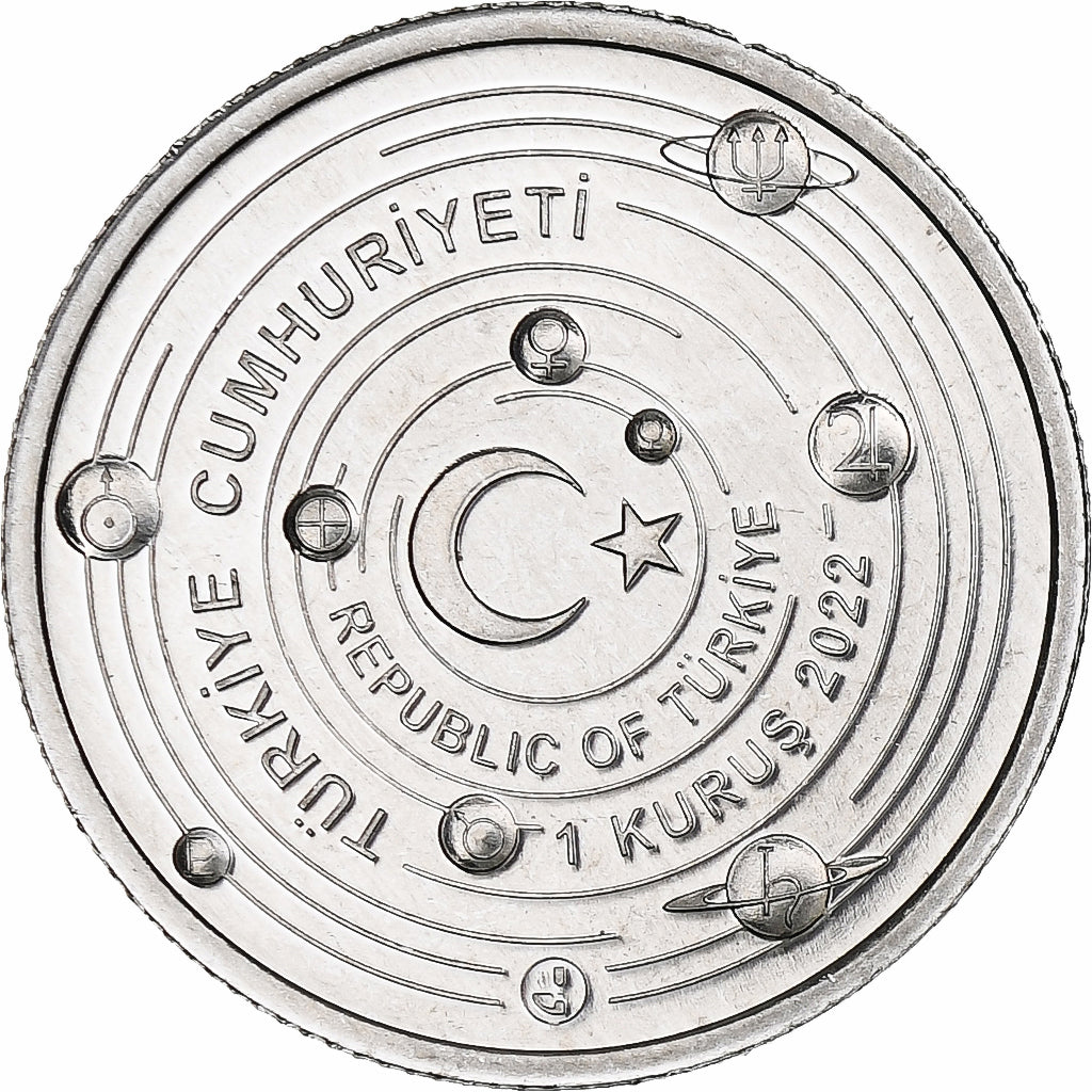 Turquia, Kurus, Jupiter, 2022, Istanbul, Alumínio, MS(63)