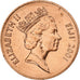 Fiji, Elizabeth II, 2 Cents, 2001, Copper Plated Zinc, MS(63), KM:50a
