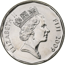 Fiji, Elizabeth II, 50 Cents, 2009, Aço Niquelado, MS(63), KM:122