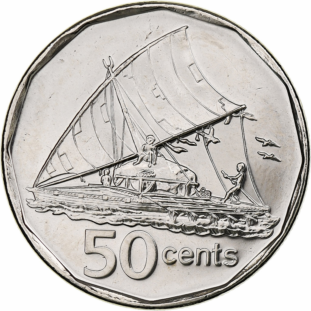 Fiji, Elizabeth II, 50 Cents, 2009, Aço Niquelado, MS(63), KM:122