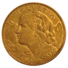 Switzerland, 10 Francs, 1913, Bern, KM #36, AU(50-53), Gold, 3.20
