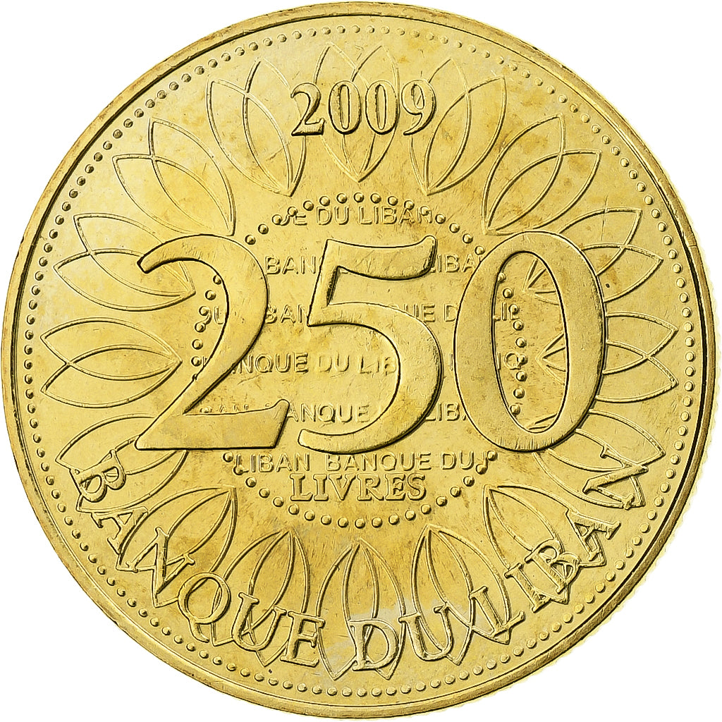 Lebanon, 250 Livres, 2009, Aluminum-Bronze, MS(63), KM:36
