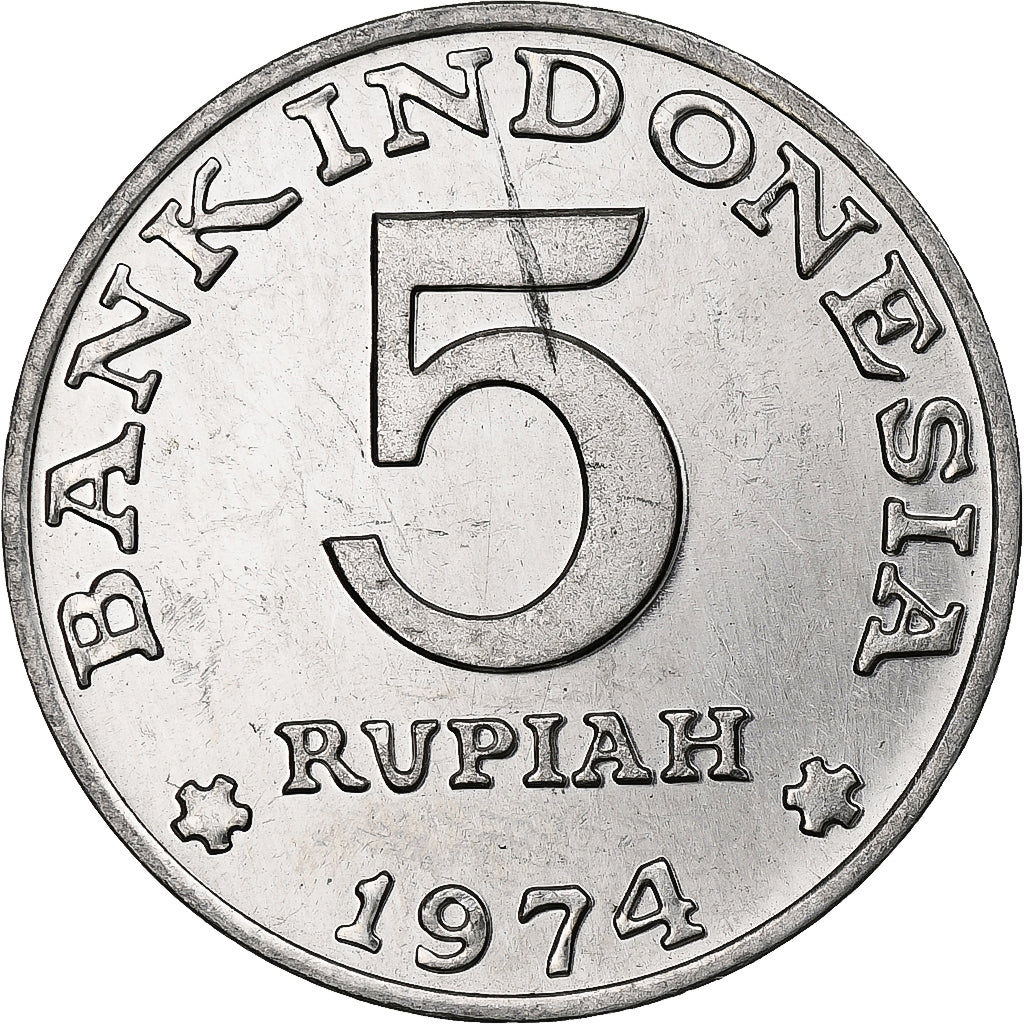 Indonesien, 5 Rupiah, 1974, Aluminium, VZ, KM:37