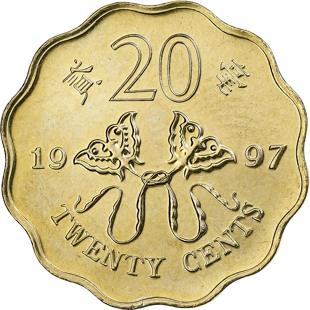 Hong Kong, 20 Cents, 1997, Nickel-brass, MS(63), KM:73