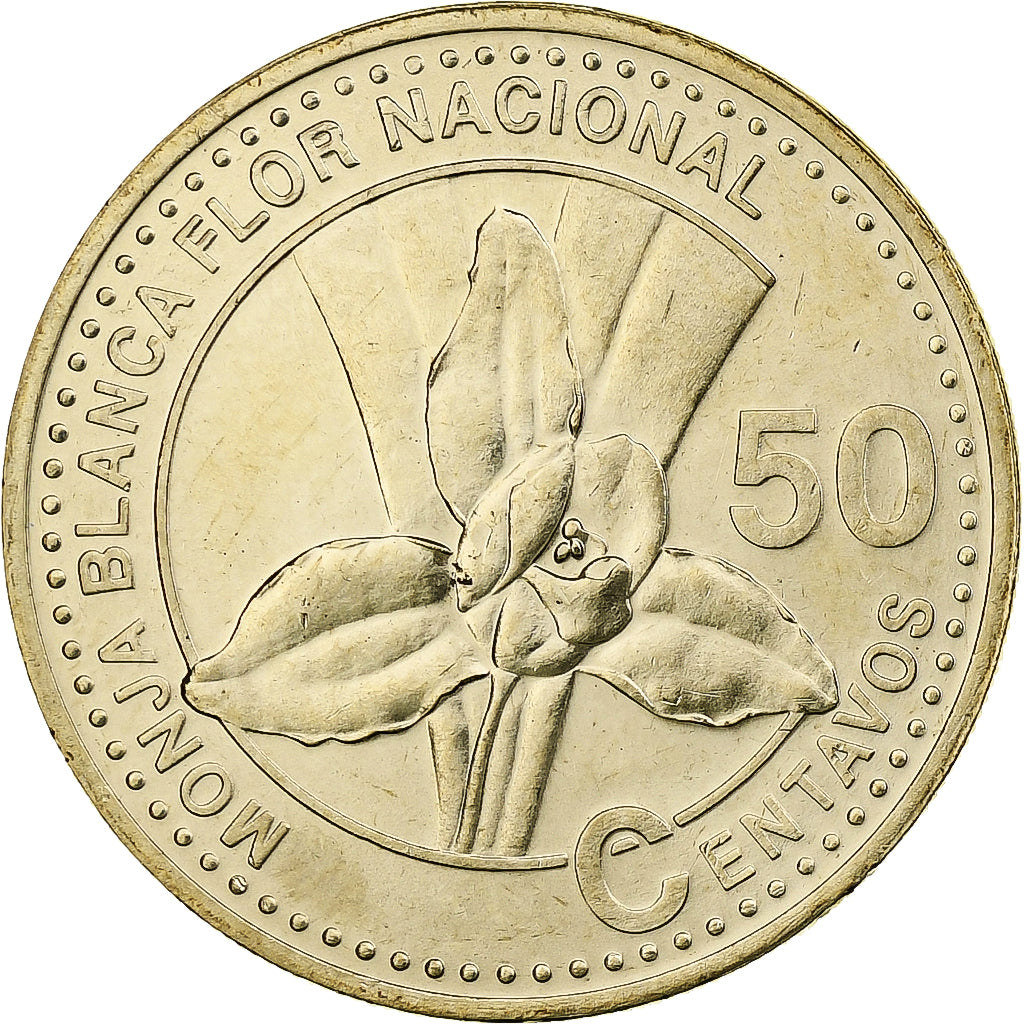Guatemala, 50 Centavos, 2007, Nickel-brass, MS(63), KM:283