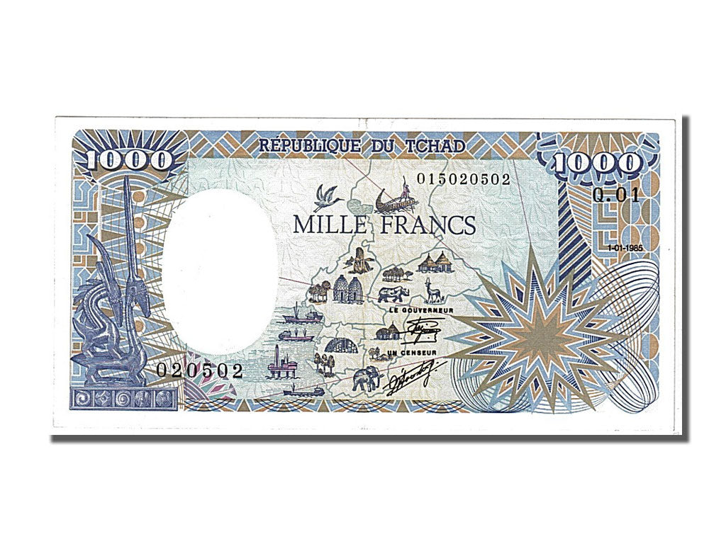 Chad, 1000 Francs, 1985, KM #10, 1985-01-01, UNC(63), Q