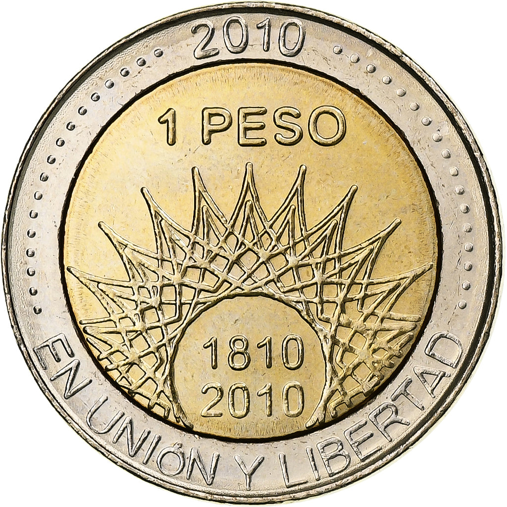 Argentina, Peso, Glaciar Perito Moreno, 2010, Bimetaliczny, MS(63), KM:160