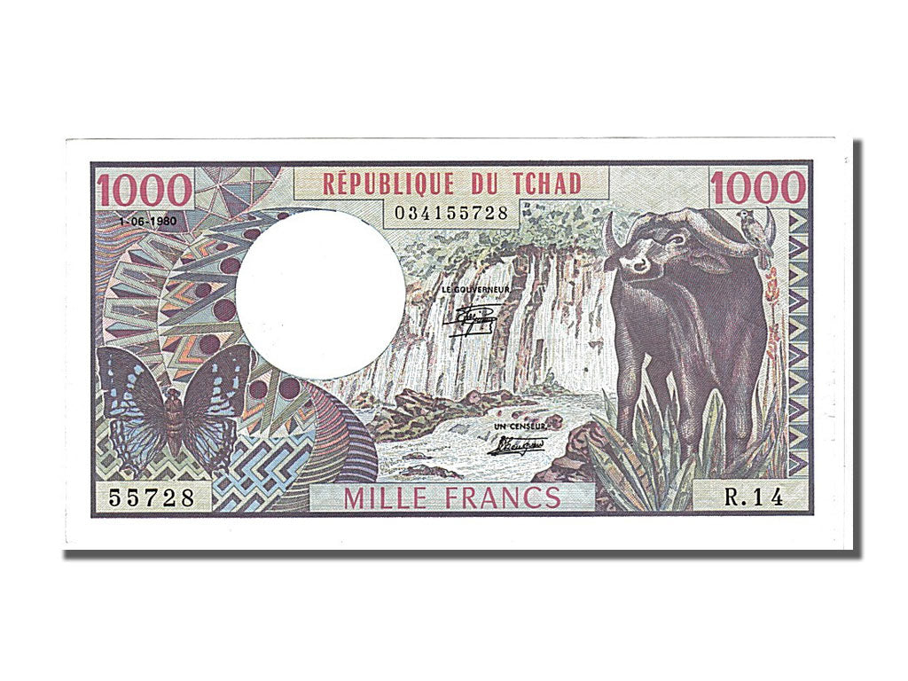 Chad, 1000 Francs, 1980, KM #7, 1980-06-01, UNC(63), R
